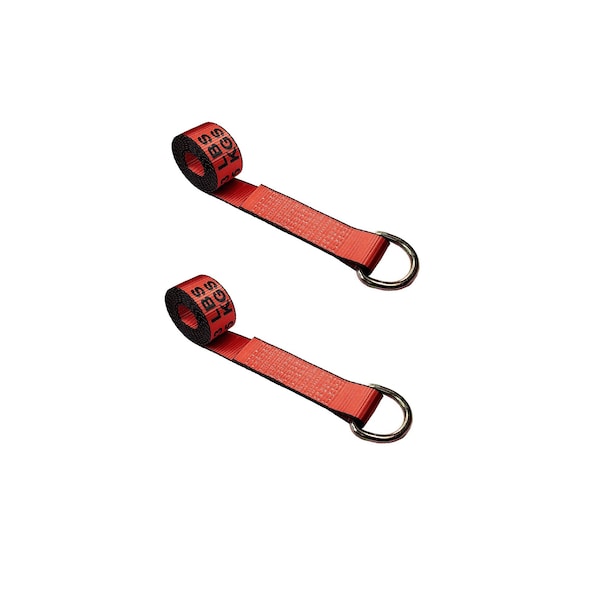 2" x 10' Lasso Strap w/ D Ring Auto Tie Down Wheel Lift Tow Truck Trailer, 2PK